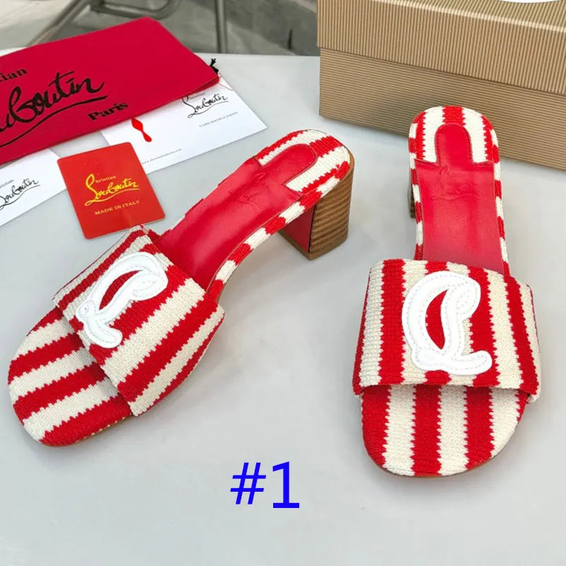 Z2XA9 Popular leather + knitted heels