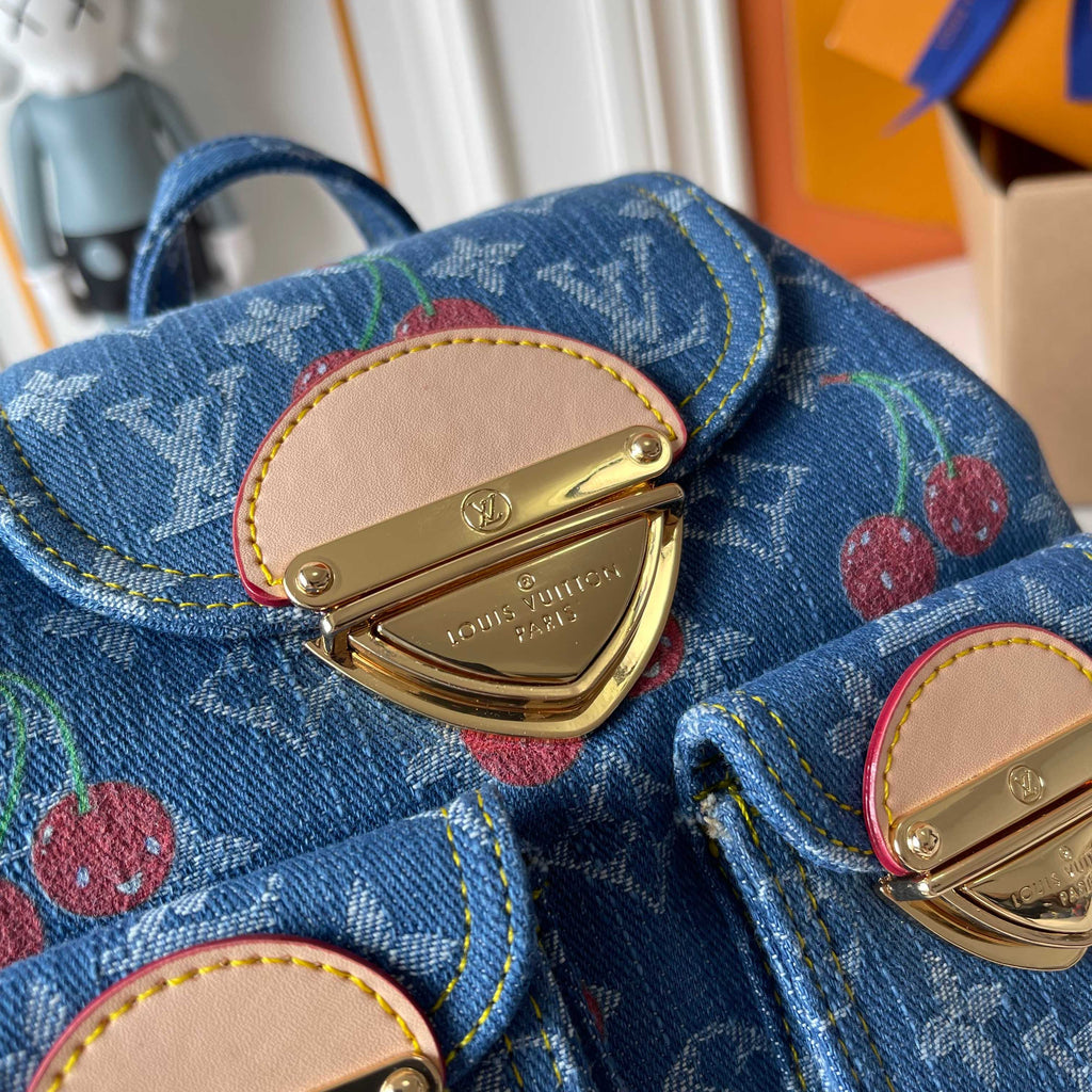B1P46E58 Popular denim material+leather bag