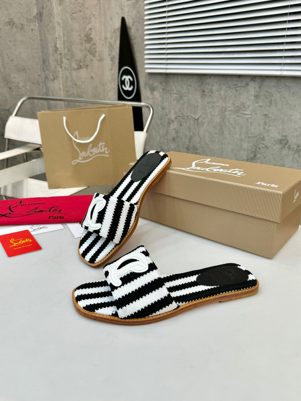 Z2XA10 Popular leather + knitted sandals