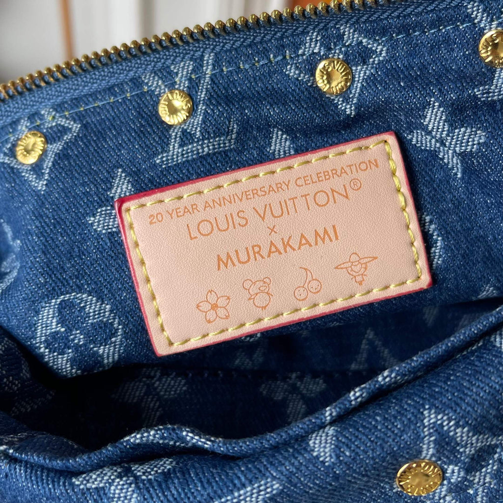 B1P46E59 Popular denim material+leather bag